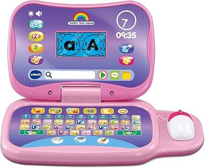VTech Toddler Tech Laptop Pink Educational Computer Toy 20 Games Preschool
