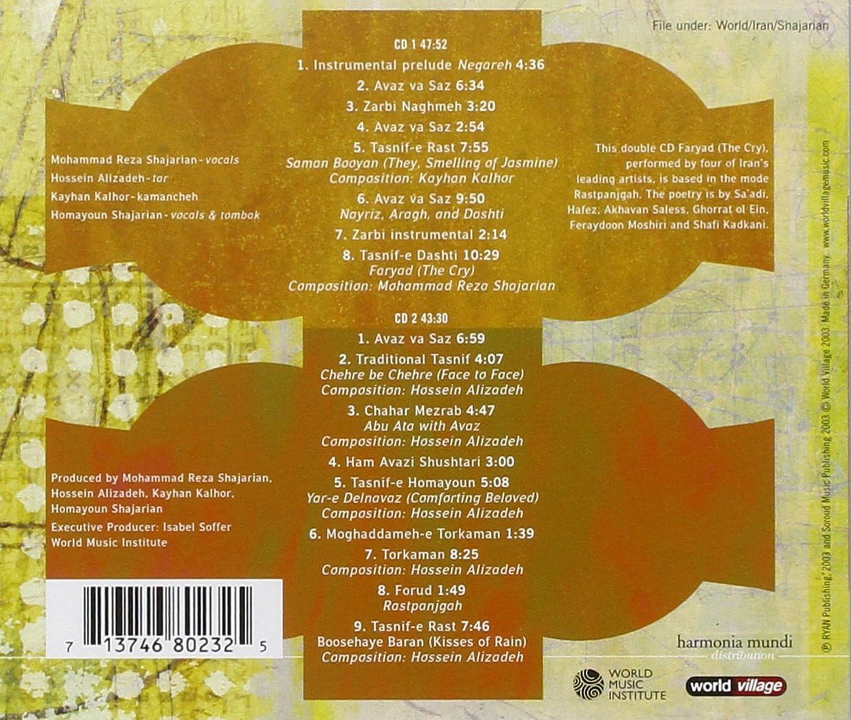 Faryad Masters Of Persian Music Mohammed Reza Shajarian Amazon Ca Music