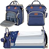 ZRSUN Baby Diaper Bag Backpack,Baby Shower Gifts, Multifunctional Travel Diaper Bag, Gifts for Mom with Portable Diaper Pad (Blue)