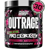 Outrage Ultra HIGH STIM Pre-Workout Powder for Men | 400mg Caffeine, L-Citrulline, Beta-Alanine, Creatine | Extreme Energy, Focus, Strength & Endurance (30 Servings, Strawberry Watermelon)