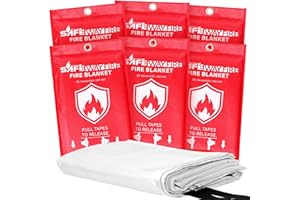 Safewayfire Emergency Fire Blanket - 6 Pack - Fiberglass Fire Blanket for Home, 39.4'' x 39.4'' Fire Suppression Blanket for Kitchen