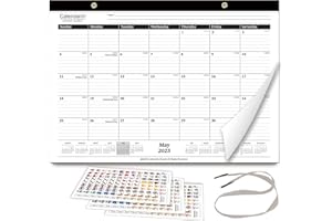 Calendarin Desk Calendar 2025-2026 for Canada, 20 Months from May 2025 to Dec 2026, 17x12 Inch, Ruled Blocks, Canadian Holida