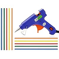 GLUN 7 mm Hot Melt Glue Gun with on off Switch and LED Indicator and Set of 10 Fluorescent Coloured Glue Sticks (20W)