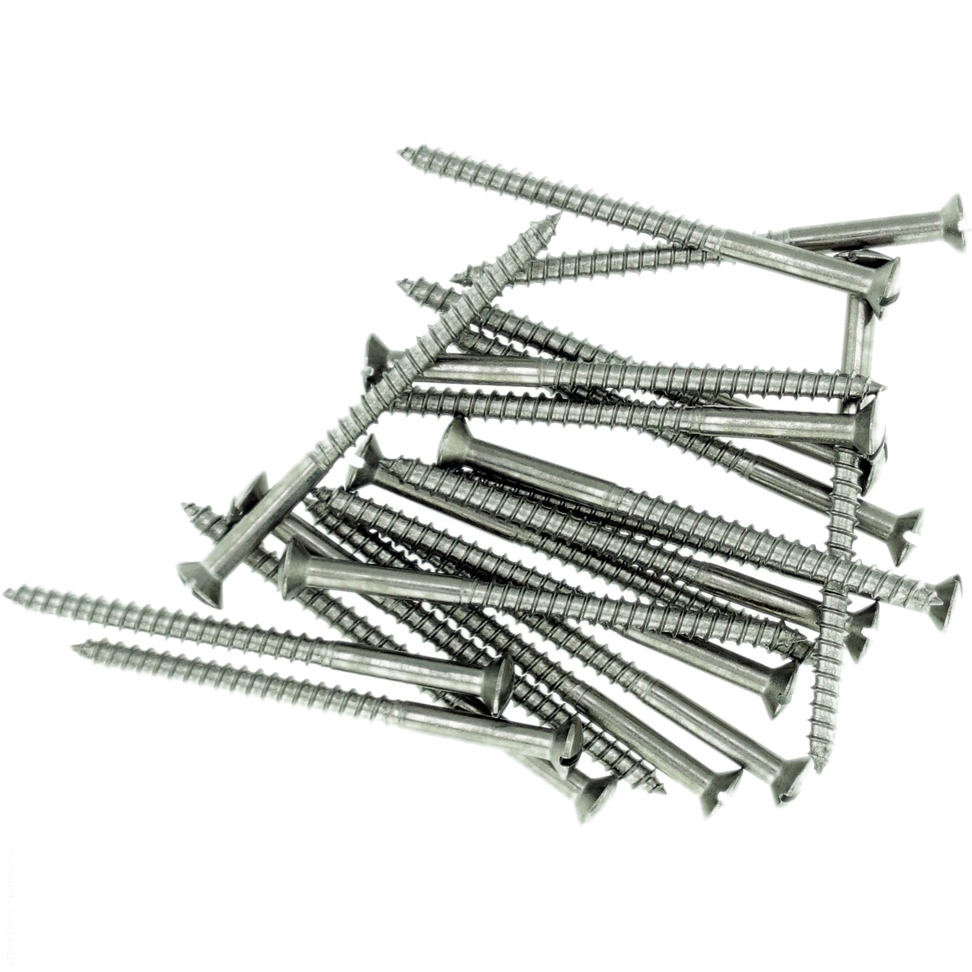 No.6 x 1.58 (3.5mm x 40mm) Slot Raised Countersunk Wood Screw - Stainless Steel (A2) (Pack of 20)