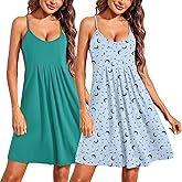 Ekouaer 2 Pack Nightgowns for Women Sleeveless Sleepwear Racerback Tank Sleepshirts Chemise Nightdress S-XXL