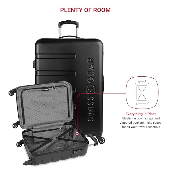 SWISSGEAR 7366 SIGNATURE HARDSIDE EXPANDABLE LUGGAGE WITH SPINNER WHEELS, TSA LOCK, CUP-HOLDER, BLACK, 2-PIECE SET (19/27)