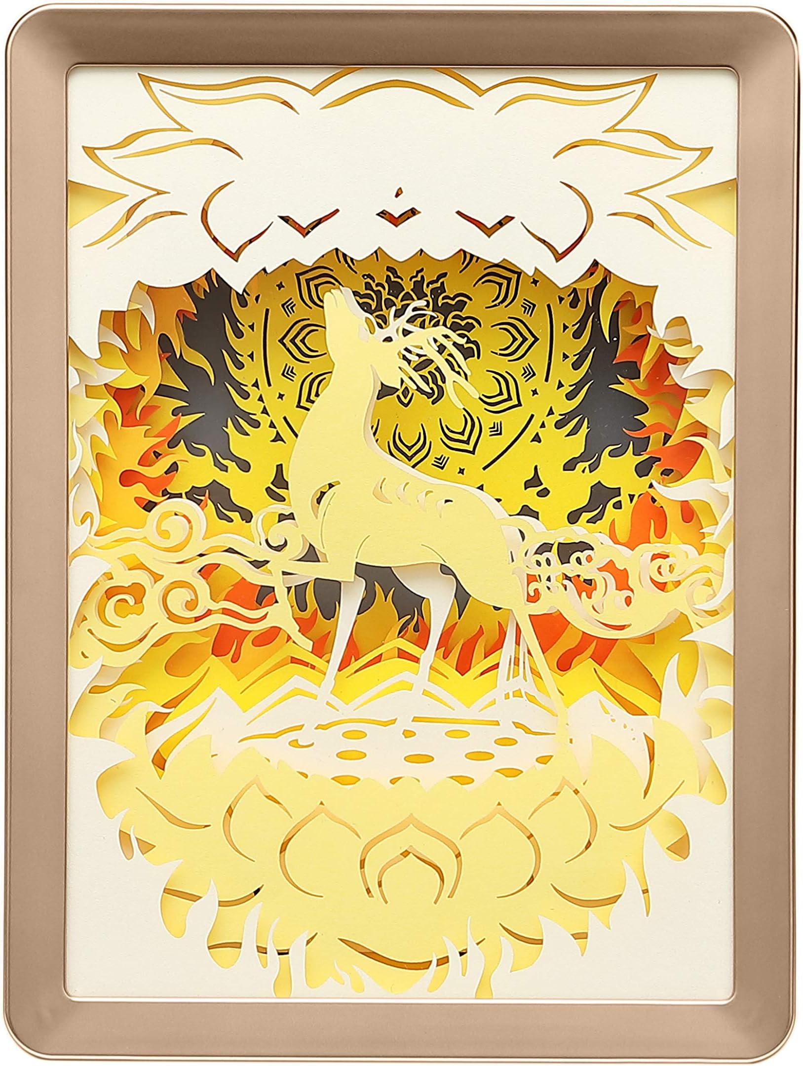 Acmebon 3D Paper Carving Lamp, Children Papercut Light Box, Kids Room Papercut Lamp Deer