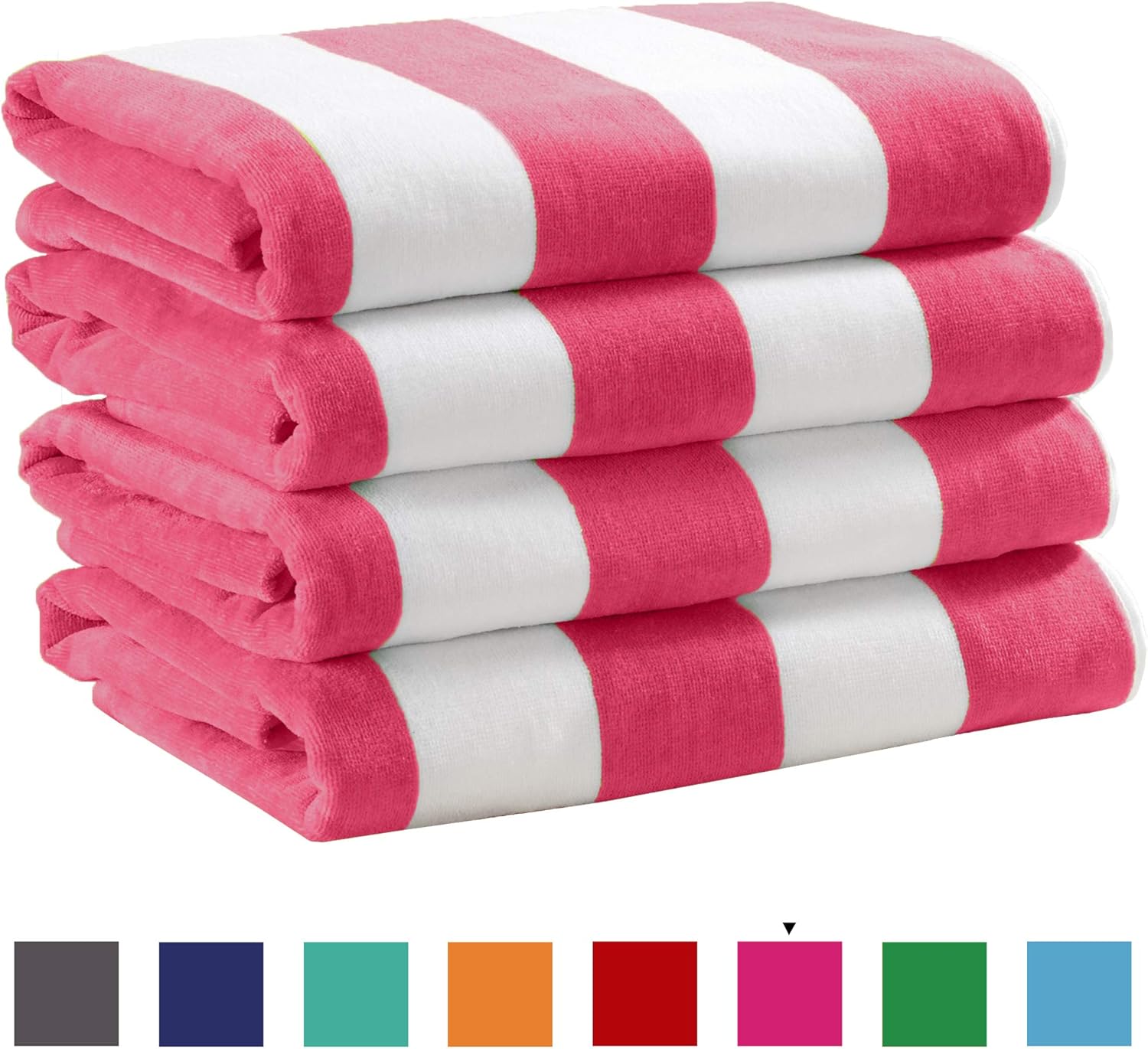 Great Bay Home 4 Pack Plush Velour 100 Cotton Beach Towels