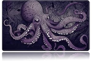 BVDIKMI Playmat for MTG, Card Game Mat Non-Slip Rubber Base and Stitched, 24 x 14 inch TCG Play Mat for MTG and Other Card Games (NO Zones), Octopus Sea Monster