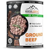 MOUNTAIN ESSENTIALS All Natural Canned Ground Beef 28 Oz &ndash; Fully Cooked, Ready to Eat Hamburger Meat &ndash; Pantry Staple for Everyday Meals, Emergency &amp; Survival &ndash; 5-Year Shelf Life &ndash; Made in USA &ndash; 1 Pack