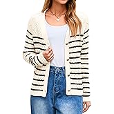Glamaker Womens Striped Cardigan Sweaters Long Sleeve Button Open Front Knit Cardigans Lightweight Fall Sweater Trendy 2025