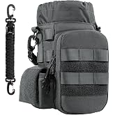 ONETIGRIS Tactical MOLLE Water Bottle Holder 40-64oz with Phone Pocket | Half Gallon Compatible,Dual Metal D-Rings,Paracord Handle &amp; Side Grip Dual Carry,Front Zip Pocket,MOLLE Webbing