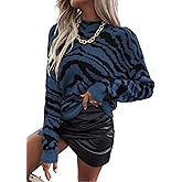 SISKIN Women Mock Neck Zebra Top Pullover Sexy Tiger Sweater Warm Animal Sweaters for Women Trendy