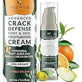 Tree to Tub Foot Cream for Dry Cracked Heels and Feet - Foot Lotion for Dry Cracked Feet, Non-Greasy Moisturizer Urea Cream w/Softening Shea Cocoa Butter, Citrus Foot Care for Women & Men