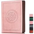 Fetinar 2025 Leather Vintage Journal Notebook,300 Pages,Leather Softcover Lined Journal Notebooks for Women Men,Notebook Journals for Writing Travel,Business,Office,Rose Gold Pink