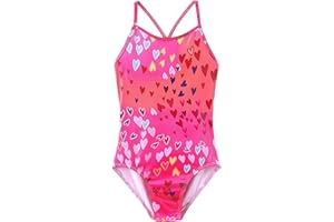 iLover Girls Sparkle One Piece Swimsuits Crossback Swimwear Beach Bathing Suit with Adjustable Strap 4-10 Years