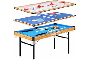 SereneLife Multi Game Table– Multi Sport Combo Sets w/Air Hockey, Foosball, Ping Pong, Pool– Includes Accessories- Family Fun