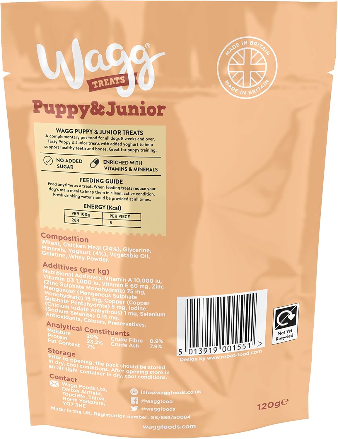 Wagg Puppy & Junior Meaty Bites Chicken & Yoghurt Dog Treats 125g (Pack of 7) - Oven Baked, 17.14 g (Pack of 7) - Image 4