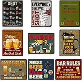 Clabby 9 Pcs Funny Bar Signs for Home Bar Vintage Funny Sign for Home Wall Sign Set for Backyard Man Cave Party Decoration Dinner Garage(Cardboard,14 x 11 Inch)