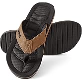 Mens Flip Flops - Comfort Arch Support Slides - Memory Foam Slip On Beach Sandals - Waterproof Open Toe Thong Slippers Summer Footwear