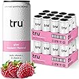 Tru Glow Seltzer, Biotin Beauty Drinks with Vitamin A, Raspberry Fruit Juice Flavored Sparkling Water, Caffeine Free, Kosher, Gluten Free, Low Calories, No Sugar Added Beverages, 12oz (Pack of 24)