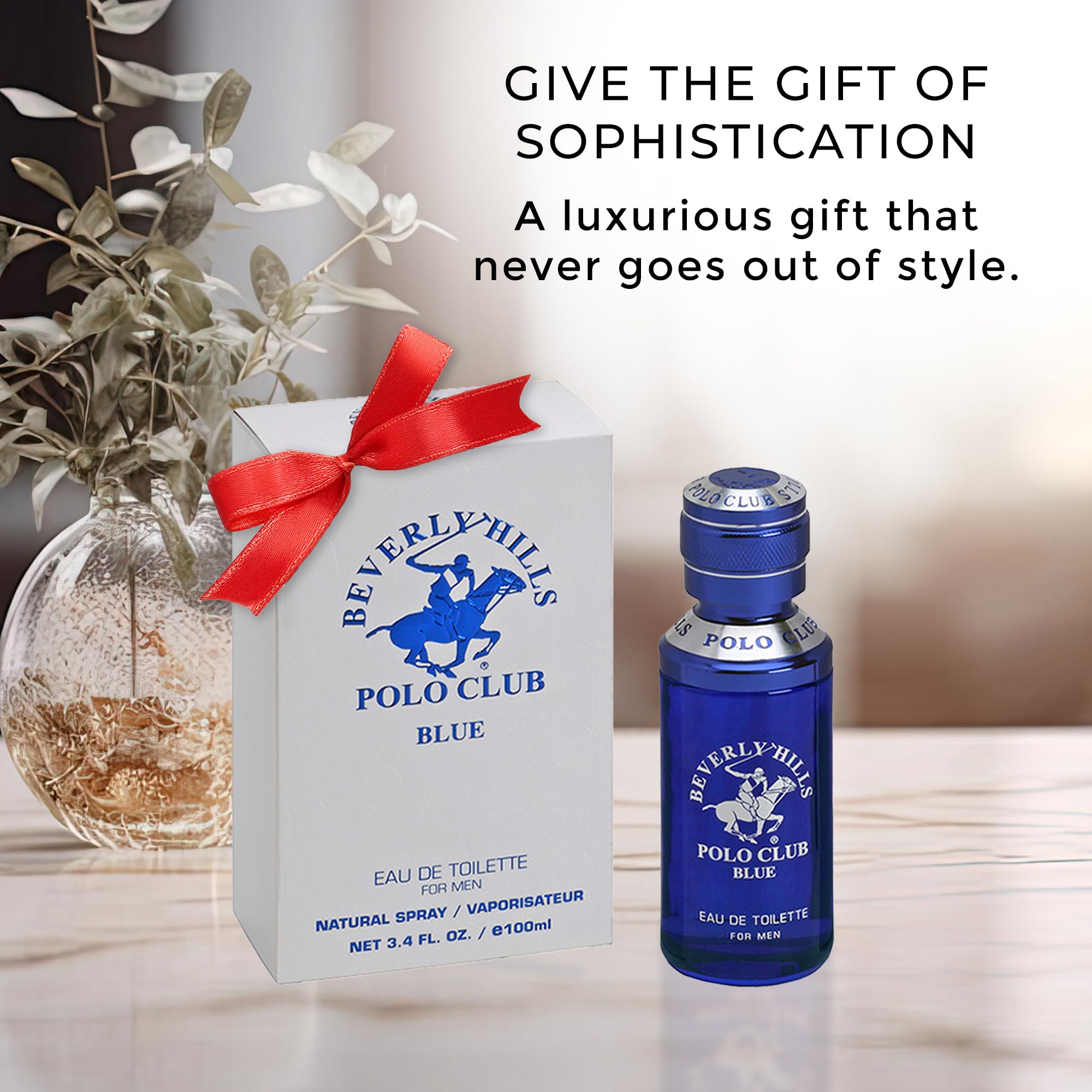 Beverly Hills Polo Club BLUE - Cologne for Men with Notes of Lavender and Sandalwood - Fresh & Oceanic Fragrance Scent - Eau De Toilette Spray 3.40fl.oz / 100ml