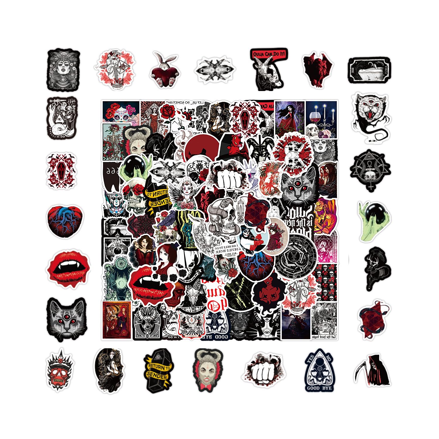 Rumyve Rumyve100pcs Horror Style Cool Goth Decal,Vinyl Waterproof Horror Cool Graffiti Decal Bag Laptop Guitar Car