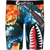 Ethika Men’s Boxer Brief, Knee Length, 4-Way Stretch Performance Underwear with Graphic Prints – BMR 3D