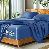 SONORO KATE 100% Viscose Derived from Bamboo_, Extra Deep Pocket up to 18"-24",Ultra Soft & Cooling Sheets for Hot Sleepers, Hotel Luxury Silky Bed Sheets (Navy Blue,Queen)