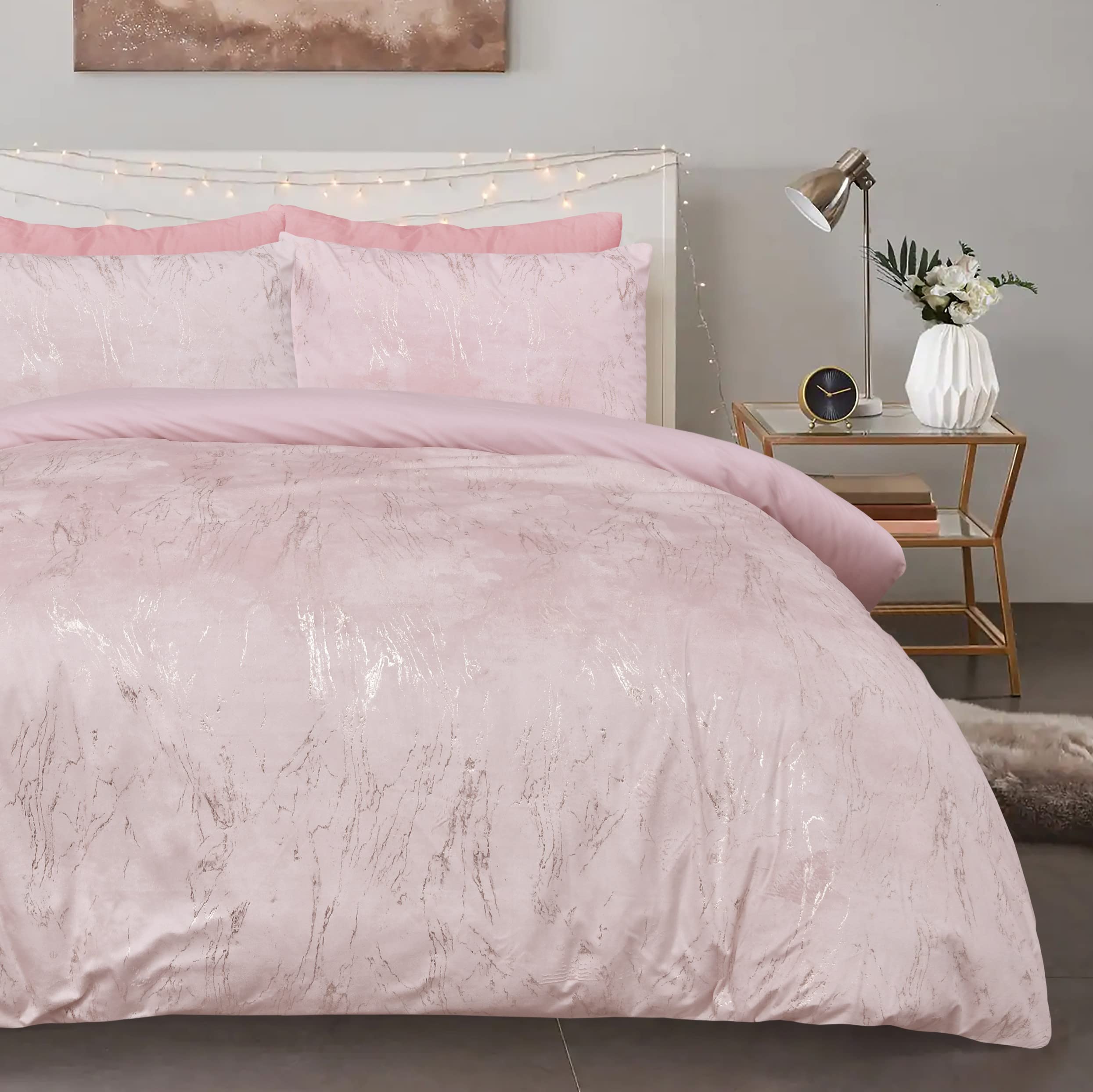 Sleepdown Duvet Cover Set, Blush Pink, Single