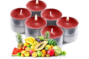 RAMBUE Red Scented Tealight Candles - Pack of 12 Red Tea Lights Candles with Long Lasting Aromas - Tropical Delight Fragranced Red Tealight Candles - 4 Hour Burn Time