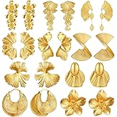 10 Pairs Chunky Gold Earrings Set Large Gold Geometric Earring for Women Flower Statement Earrings Daily Dating Party Jewelry