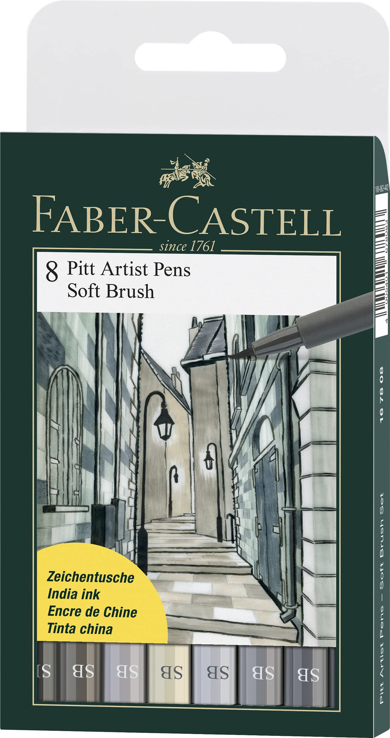Faber-Castell 8 x Pitt Artist Pens (Soft Brush) Shades of Grey