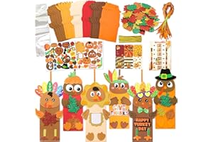 Fancy Land 36 Sets Thanksgiving Crafts for Kids Fall Foam DIY Turkey Bookmarks Craft Kits Thanksgiving Classroom Activities Decorations