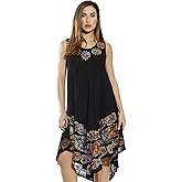 Riviera Sun Black Cover Up Dress with Colorful Batik Patterns for Women