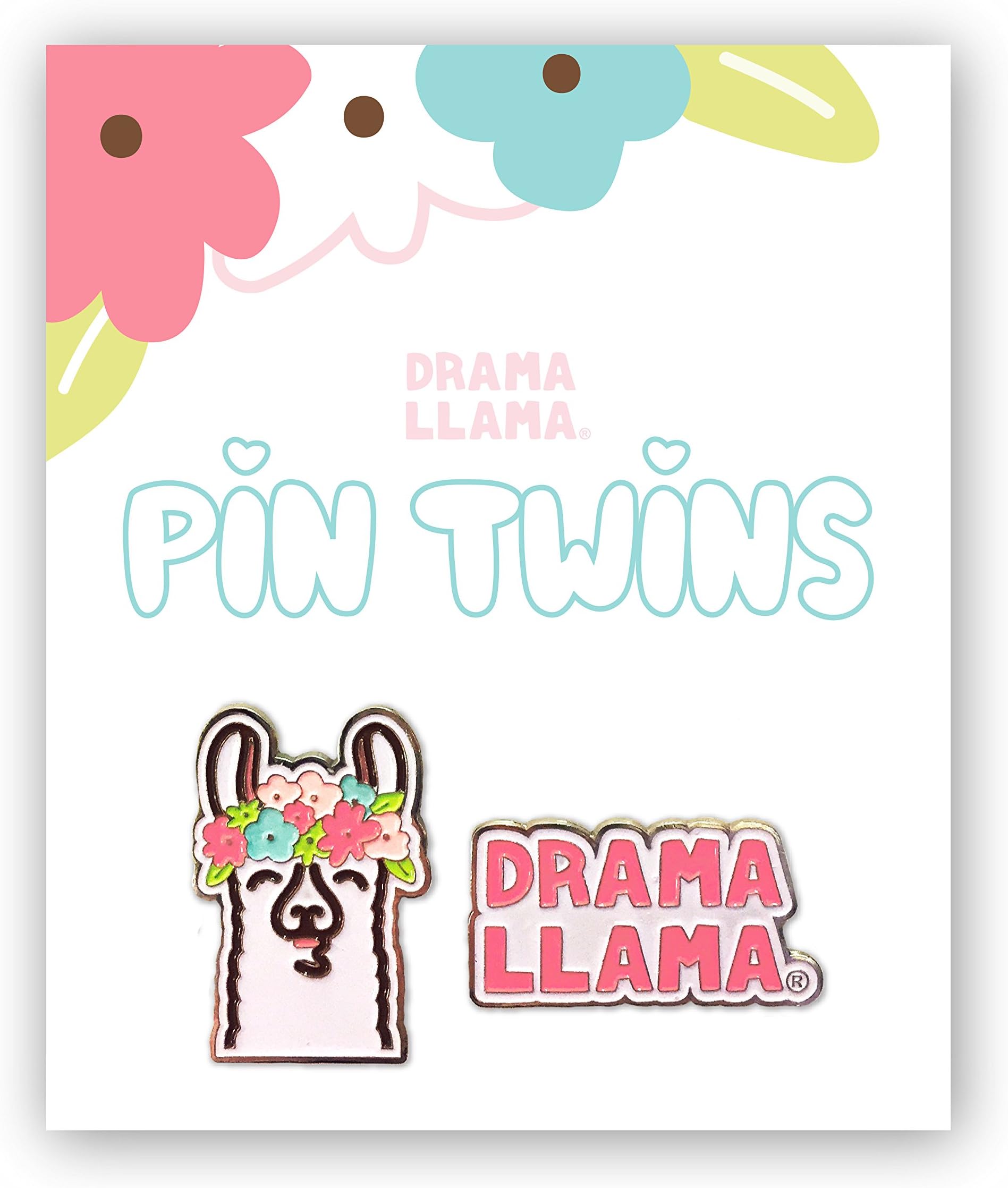 Drama Llama"Pin Twins" Set of Two Enamel Lapel Pins | Llama Brooch for Bags Jackets | Novelty Fashion Llama Llama Gift Accessories