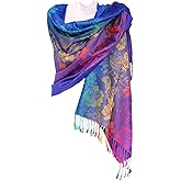 KMystic Colorful Rave Paisley and Flower Pashmina Scarf Shawl Wrap