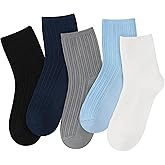 SERISIMPLE Viscose Bamboo Stretch Kids Ankle School Kids Crew Socks Breathable Boy Girl 5 Pairs