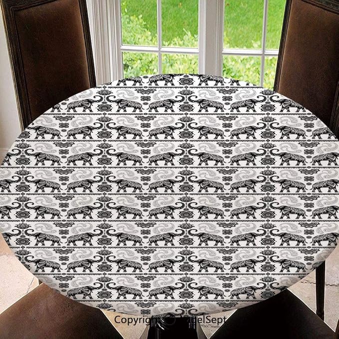 Amazon.com: Elastic Edged Round Tablecloth Bohemian Tribal ...