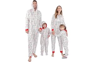 ANGELGGH Family Matching Christmas Onesie Pajamas, Vacation Cute Printed One Piece Pajamas, Xmas Hooded Holiday Sleepwear