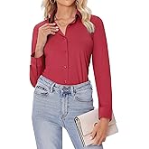 siliteelon Button Down Shirts for Women Slim fit Long Sleeve Stretch Dress Shirts Work Shirt Wrinkle Free Office Blouses