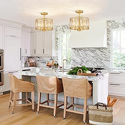 Crystal Ceiling Light Fixture, Modern Semi Flush