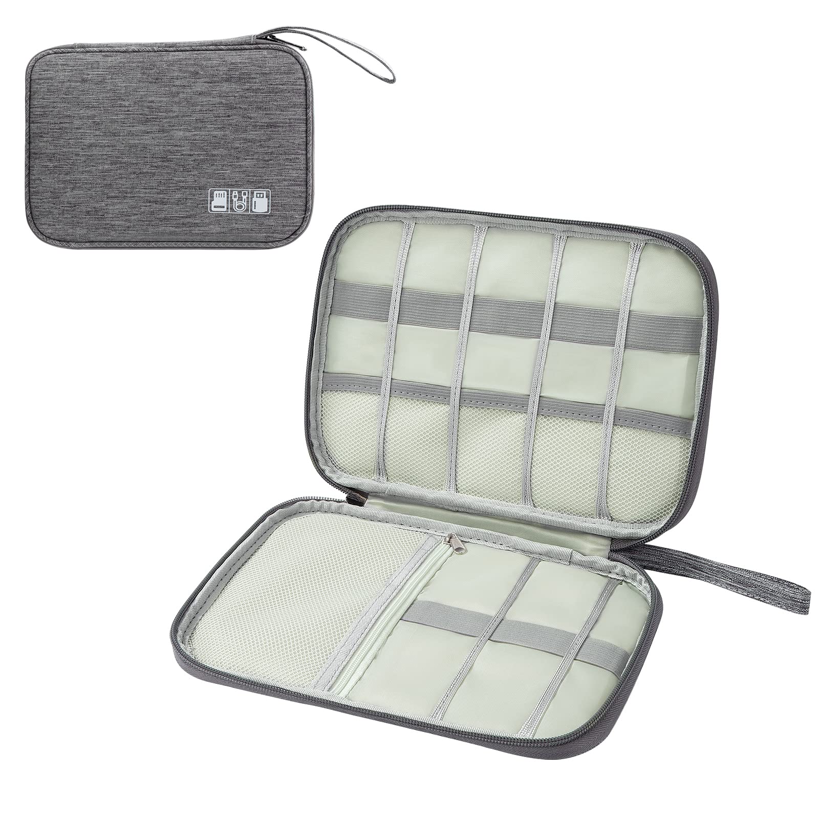 QIMEI-SHOP Cable Organiser Bag Portable Electronics Accessories Case Travel Waterproof Cable Storage Bag for USB Cable Drive SD Card Charger 24 * 16.5 * 1.8cm