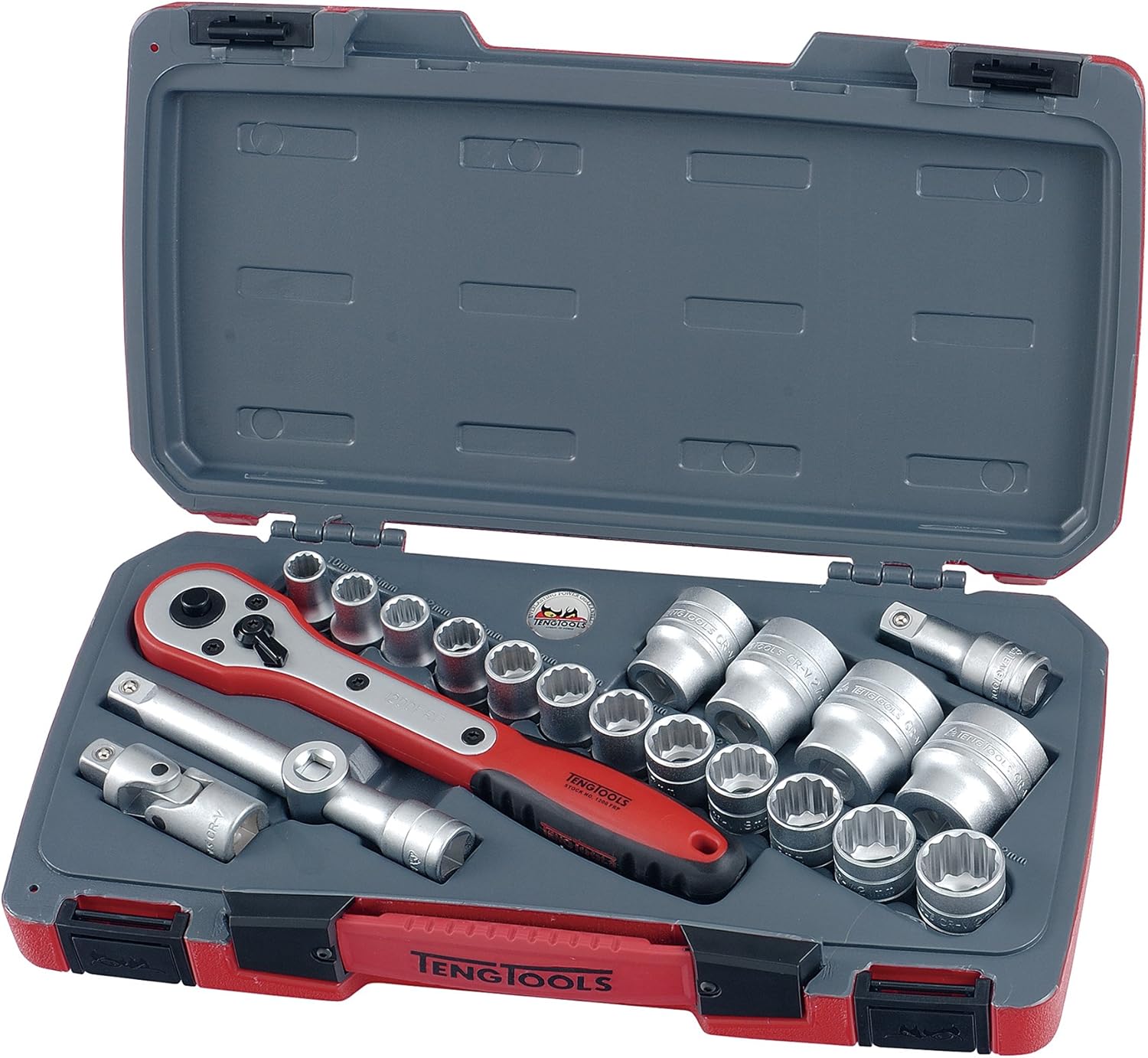 Teng T1221 1/2-inch Metric Socket Set Drive (21 Pieces), Grey, Variety Pack