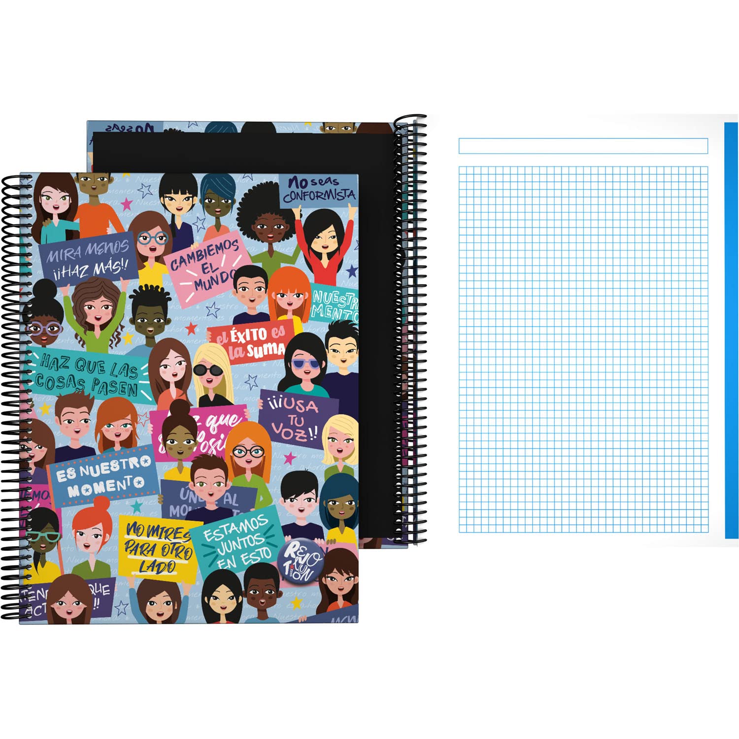 Grafoplas - 5x5 Squared Notebook, A4, Hardcover, 5 Color Bands, Move On, Revolution Collection, FSC Certified