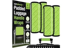 Untethered Luggage Handle Wraps (4-Pack) | Padded Suitcase Handle Covers with Diamond-Grip Design – Comfortable Neoprene Travel Handle Wraps for Luggage, Bags & Suitcases. (4-Pack | Green)