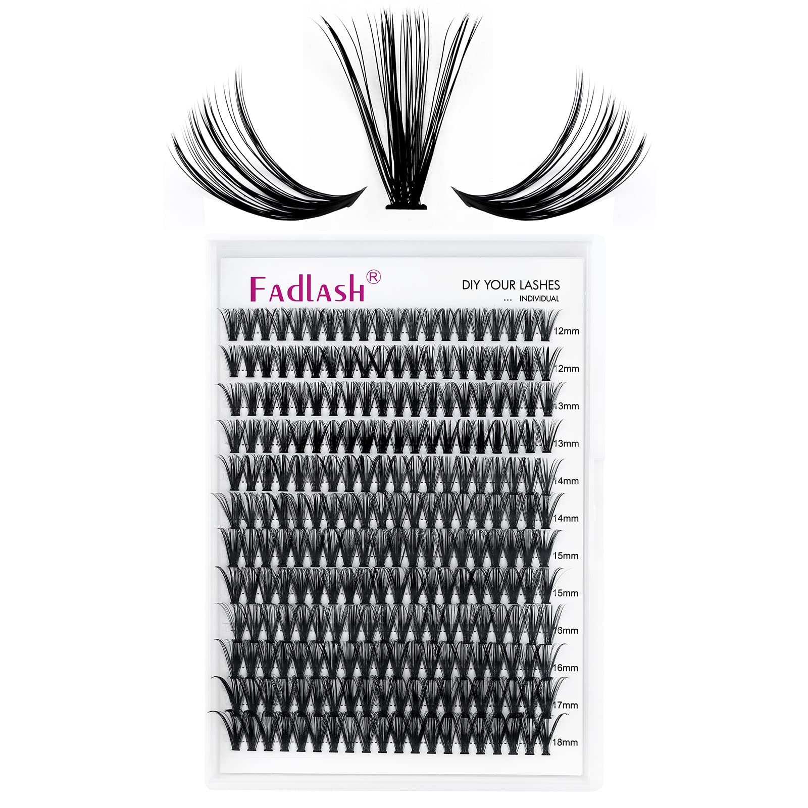 FADLASH 40D 0.07mm C Curl 12-18mm Mixed Trays Cluster Lashes DIY Eyelash Extensions