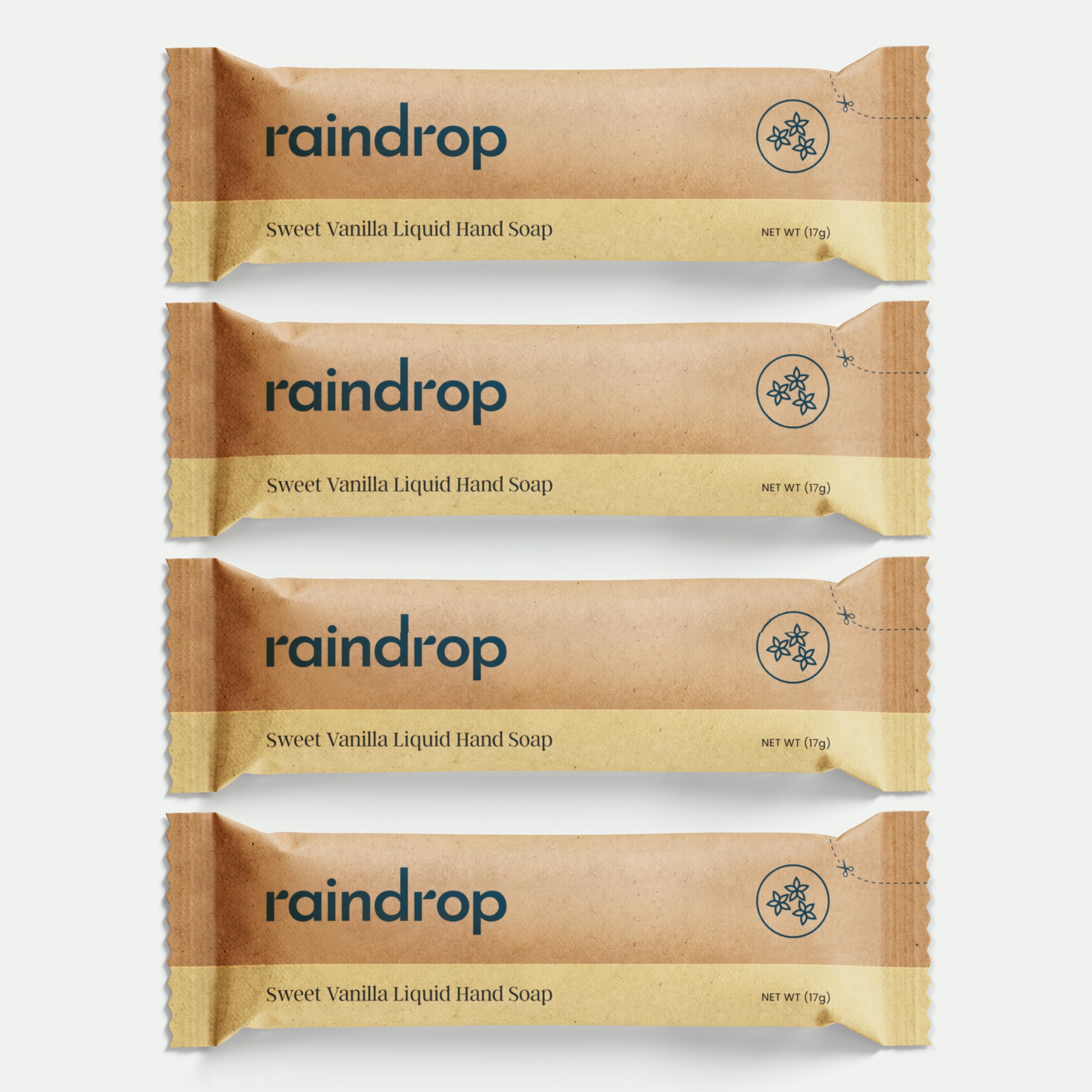 Raindrop Zero Plastic Soap Refills 4x 300ml | Use In Any Liquid Dispenser | Easy To Use, Smaller To Store | Vanilla