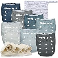 Babygoal Newborn Cloth Diapers 13-Pack - Waterproof Covers With Inserts & Wet Bag