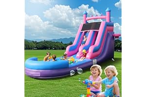 GAONALA 26.3FT Commercial Grade Inflatable Water Silde for Kids Adults, Heavy Duty PVC Adult Water Slides with Big Airtight Water Pool, Adult tWaterslide with 1100W Blower for Outdoor (26.3FT, Purple)